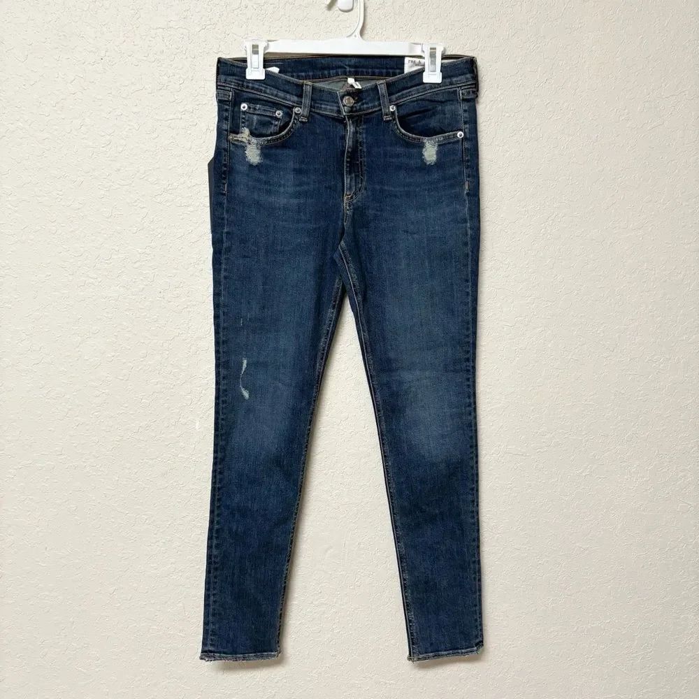 NWT Rag & Bone Skinny Jeans Blue Denim Size 30 La Paz Wash Raw Hem
